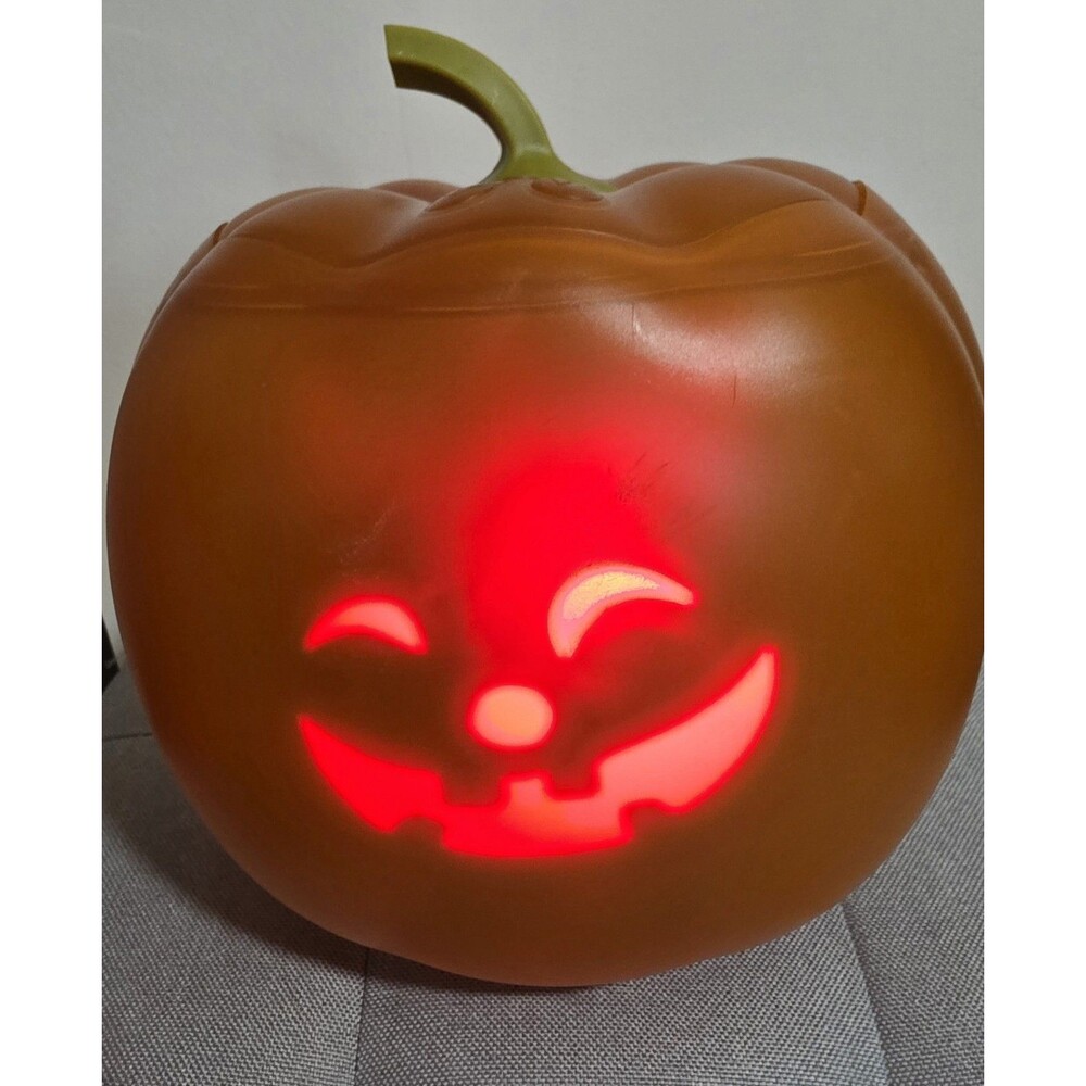 VERY COOL Automated Pumpkin LED Light 5 Spooky Faces w/Sound Speaker VguC